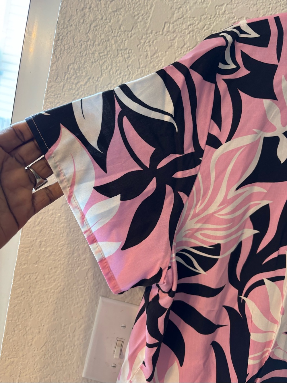 COASTAL COTTAGECORE: Hawaiian Reserve Pink & Black Leaf Resort Blouse XL - Picture 3 of 7